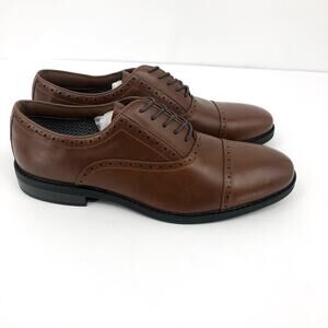 FAIRLANE & SONS Mens Feawin Flex Oxford Shoes Size 12 Tan Brown Leather NWOB